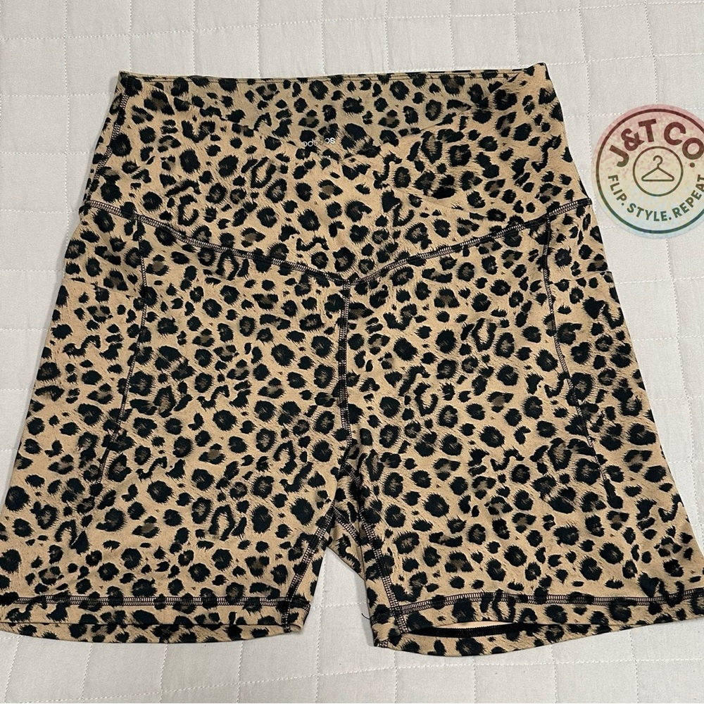 TC Black and Tan Bike Shorts with Bold Leopard Print